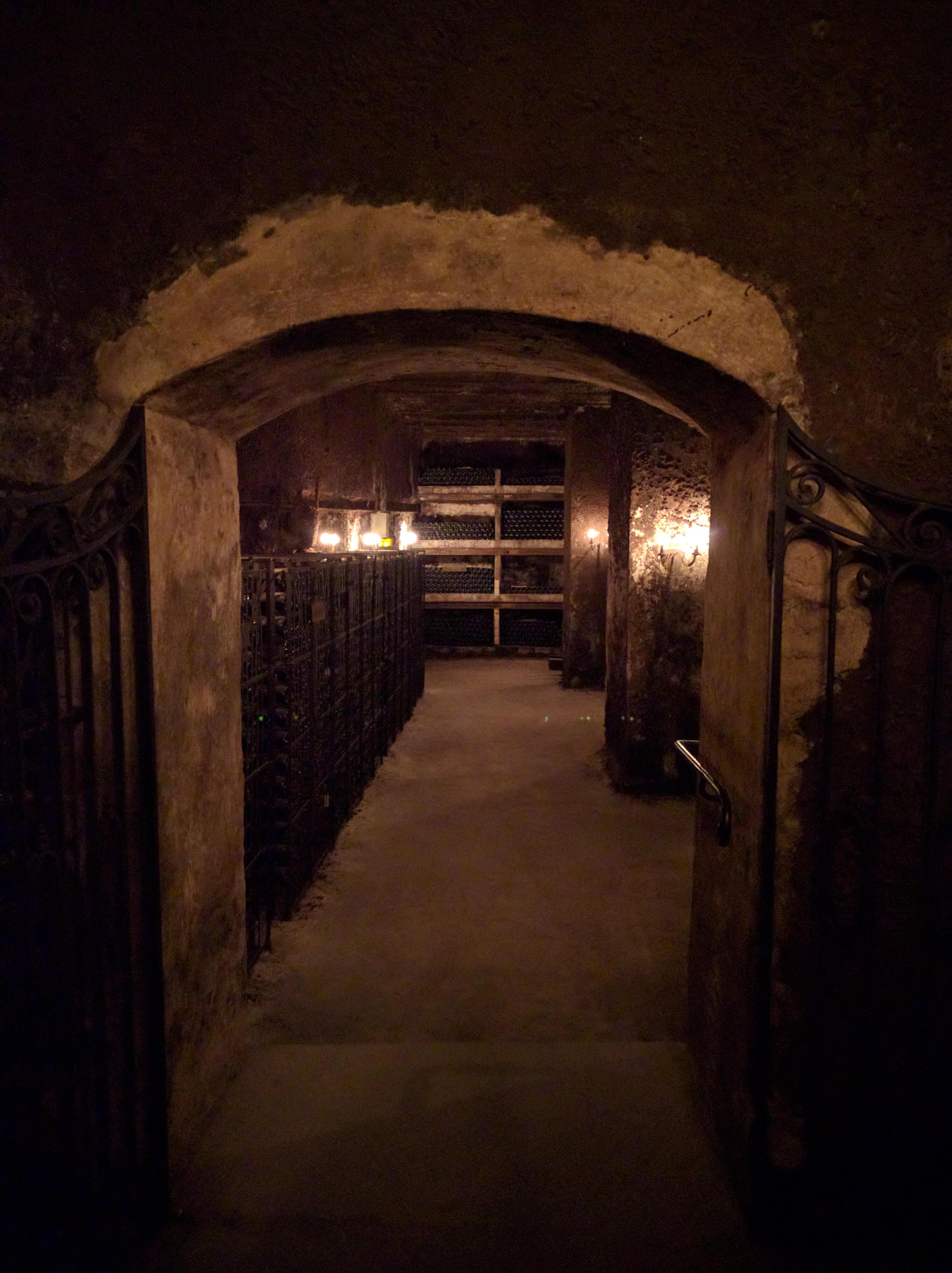 Entering the oldest part of the La Nerthe cellars